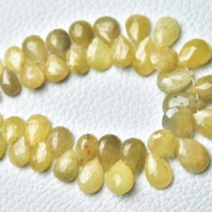 Natural Yellow Sapphire Pear Beads 6x8mm To 8x11mm Faceted Pear Briolettes Gemstone Beads Genuine Sapphire Beads Strand 5 Inch Strand No5959 Natural Yellow Sapphire Pear Beads 6x8mm To 8x11mm Faceted Pear Briolettes Gemstone Beads Genuine Sapphire Beads Strand 5 Inch Strand No5959