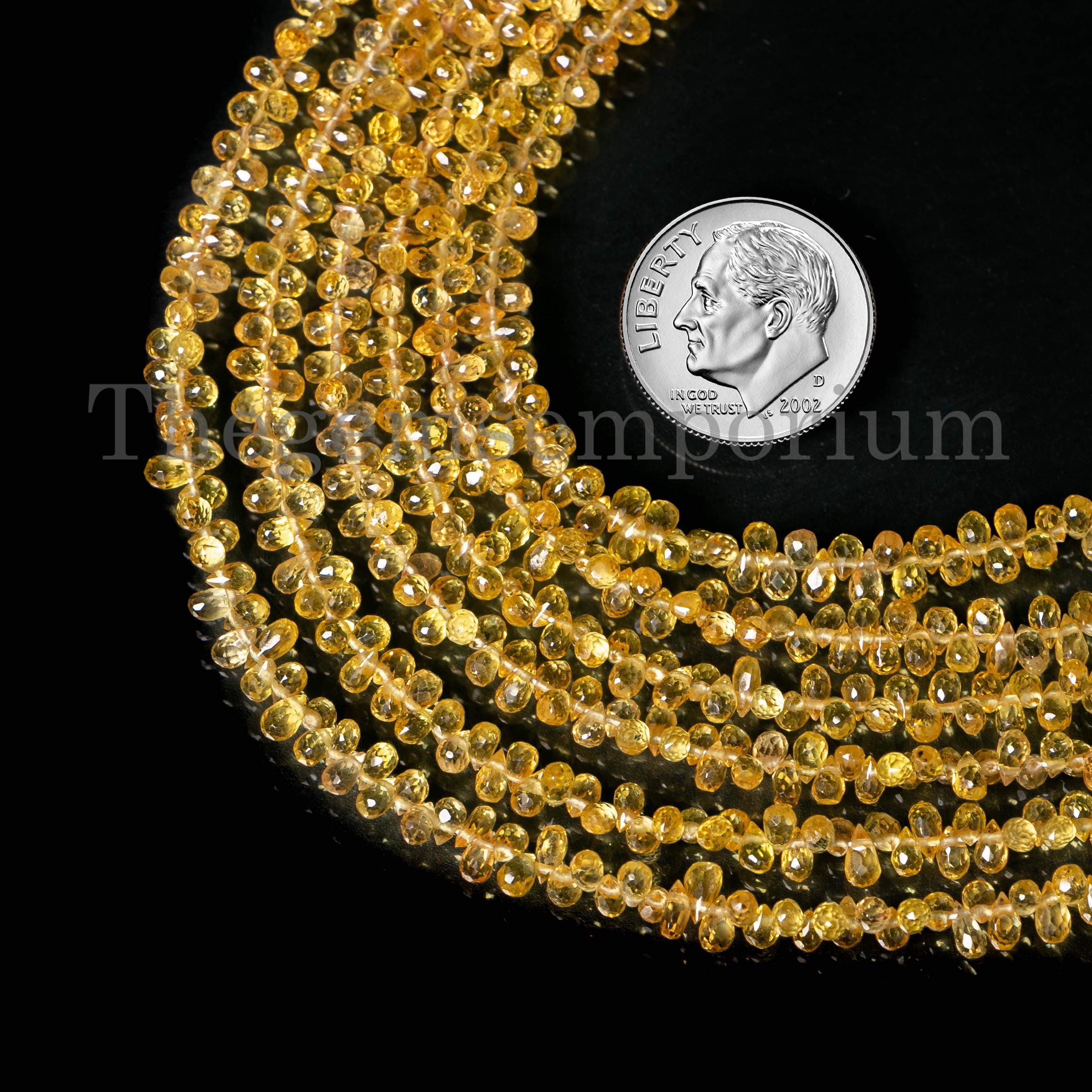 Natural Yellow Sapphire Faceted Drops, Yellow Color Side Drill Teardrops Beads, Loose Drop Shape Beads For Necklace Making, Yellow Sapphire