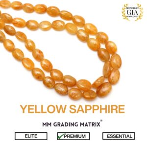 Natural Yellow Sapphire Smooth Oval Beads, 5x6 Mm To 8.5x12 Mm Yellow Sapphire Gemstone Beads, September Birthstone Beads Strand 18 Inches