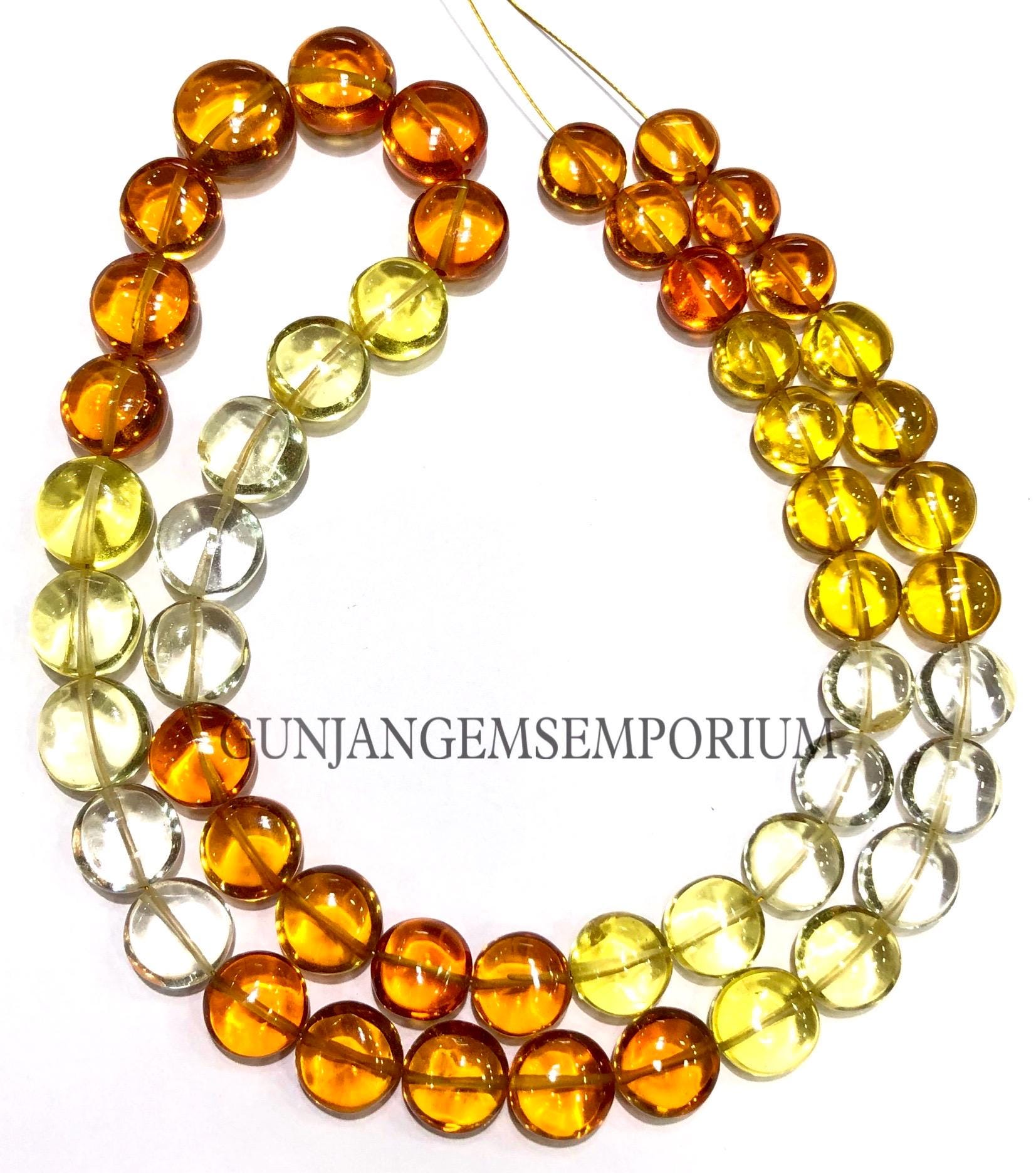 Rare Aaaa+ Orange To Yellow Sapphire Smooth Coin Beads Beautifully Shaded Sapphire Beads 8/10mm Smooth Sapphire Coins Hand Polished Gemstone