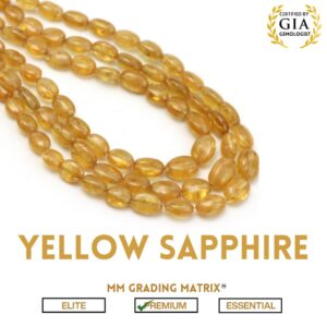 Yellow Sapphire Smooth Oval Beads, 4x5 Mm To 6x8 Mm, Sapphire Jewelry Making Beads, 8 Inches / 18 Inches Full Strand, Price Per Strand