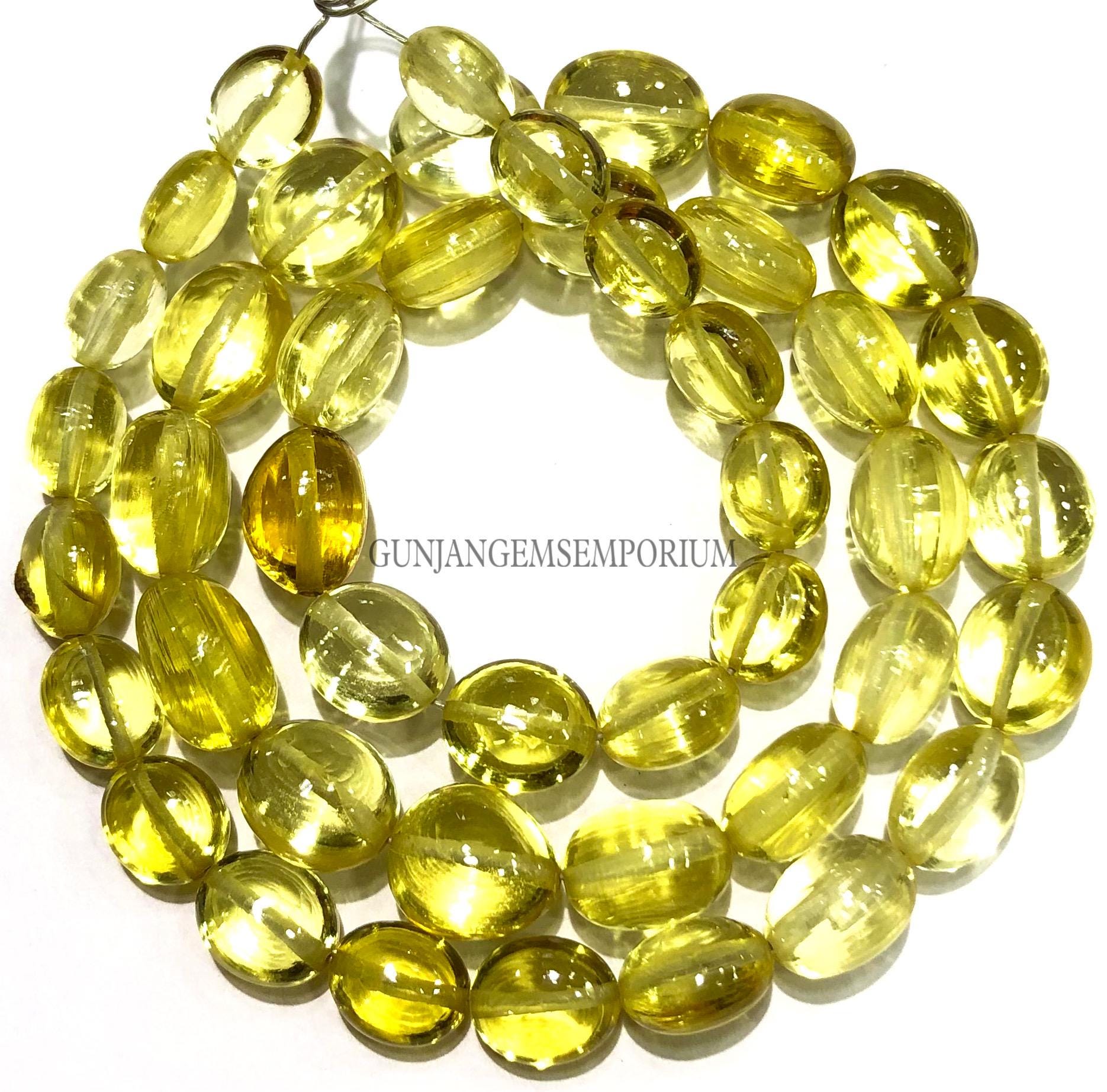 Yellow Sapphire Smooth Ovals Aaaa+ Sparkling Yellow Sapphire Gemstone Beads Sapphire Oval Beads 15” Sapphire Jewelry Wholesale Stone Beads