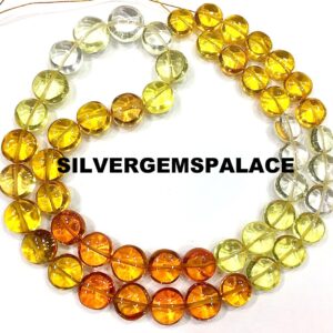 So Gorgeous AAAA+ Yellow Sapphire Shaded Coin Beads String Multi Sapphire Smooth Beads 9/10mm Coin Gemstone Beads Jewelry Making Beads 18”