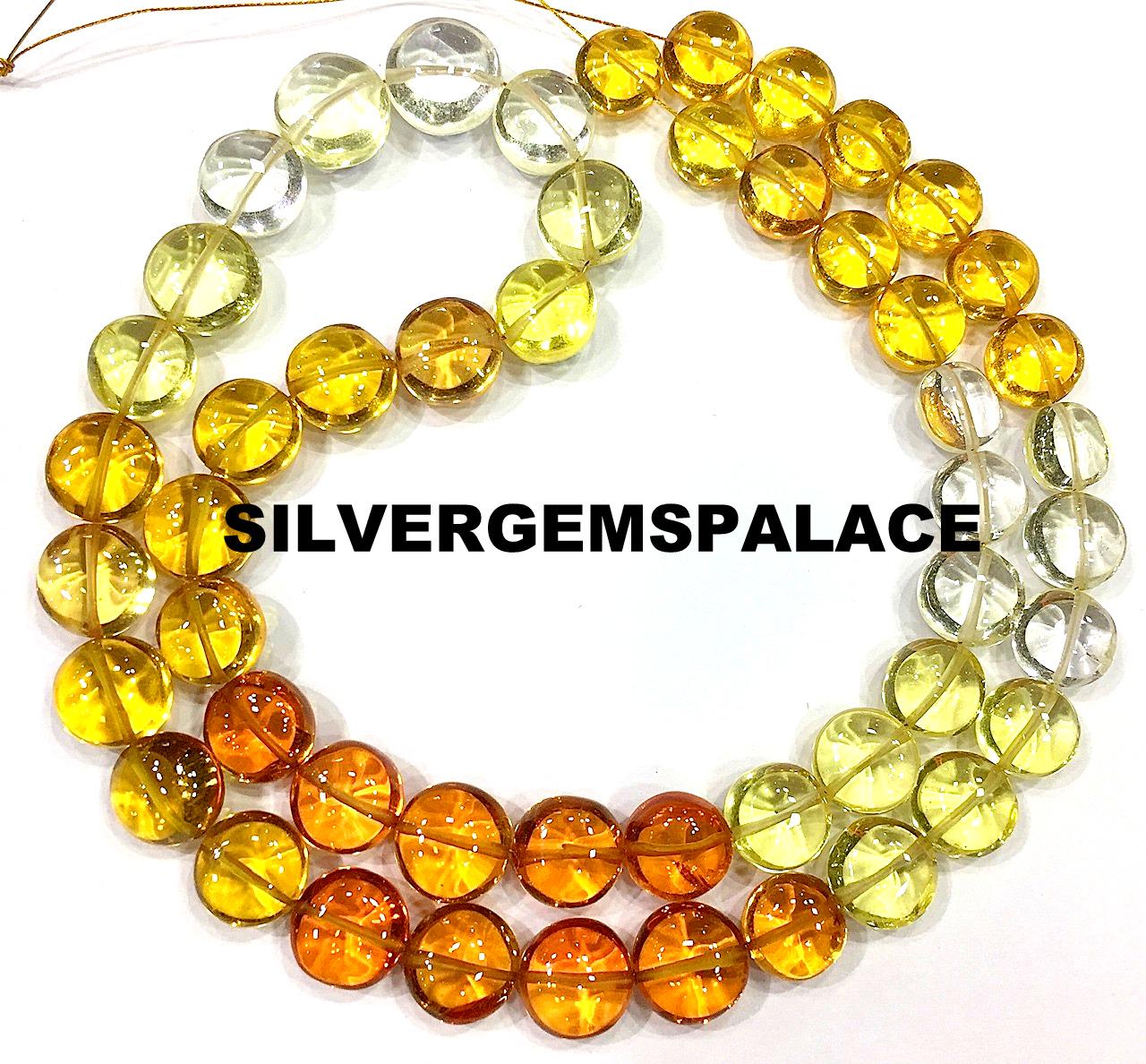 So Gorgeous Aaaa+ Yellow Sapphire Shaded Coin Beads String Multi Sapphire Smooth Beads 9/10mm Coin Gemstone Beads Jewelry Making Beads 18”