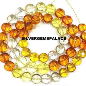 So Beautiful~AAAA+ Multi Yellow Sapphire Coin Beads String Shaded Sapphire Beads 8/10mm Coin Gemstone Beads Yellow Sapphire Smooth Beads 18”
