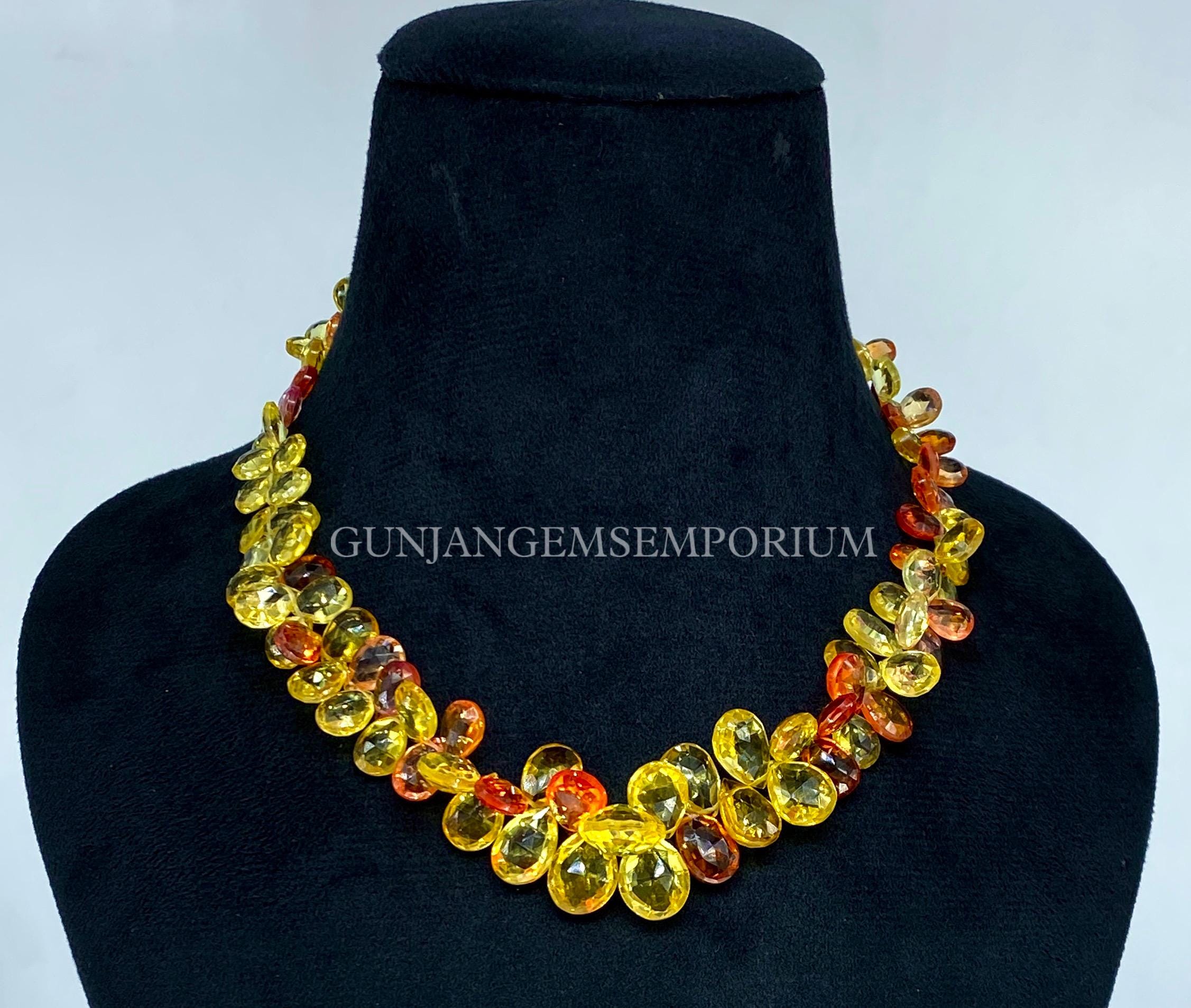 So Rarest~~aaaa+ Pastel Yellow Sapphire Briolettes Sparkling Yellow Sapphire Peardrops Faceted Sapphire Gemstone Jewelry Faceted Peardrops