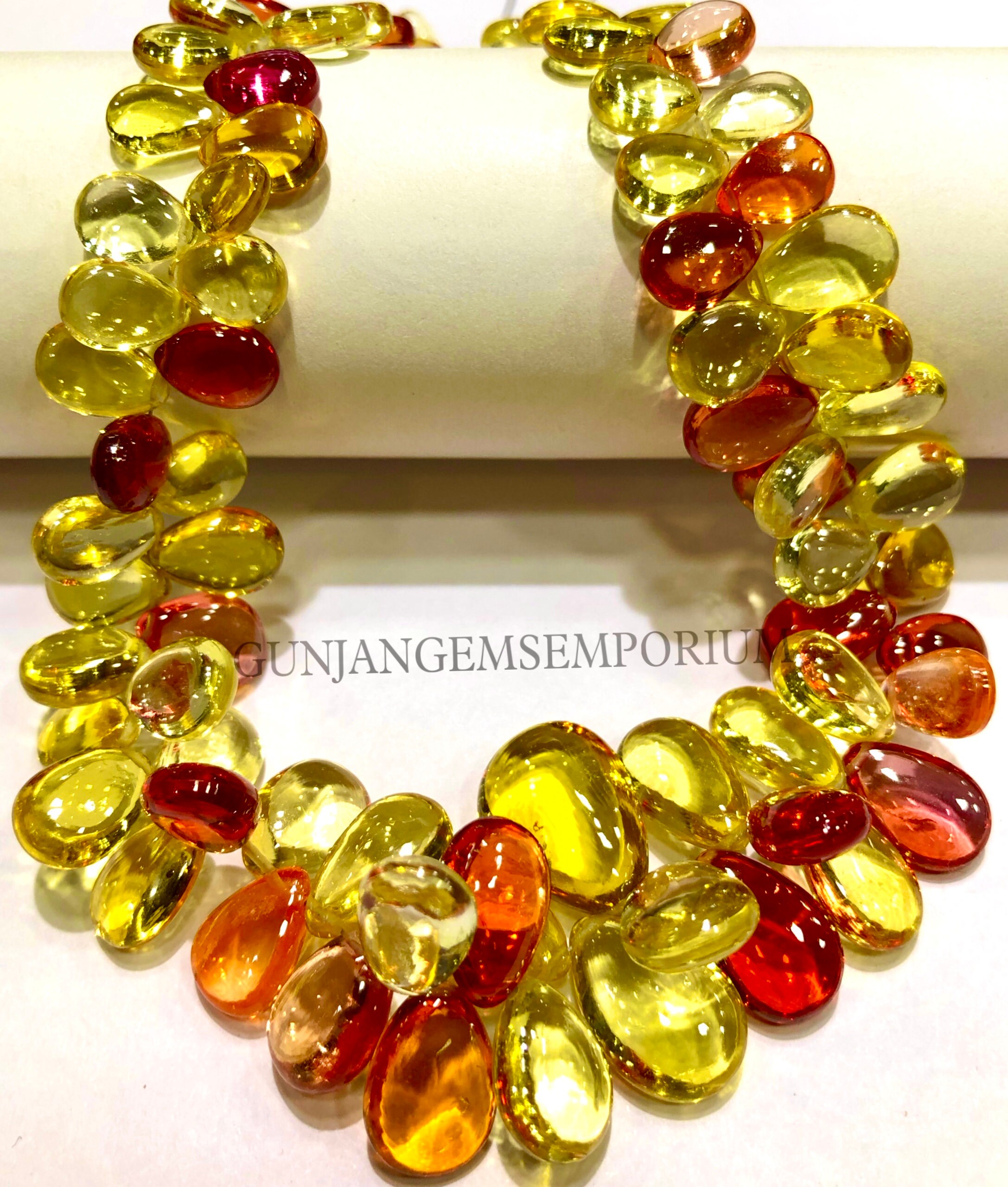 So Gorgeous~~aaa+ Songea Yellow Sapphire Peardrops Padparadscha Sapphire Smooth Almond Beads Sapphire Briolette Yellow Sapphire Necklace