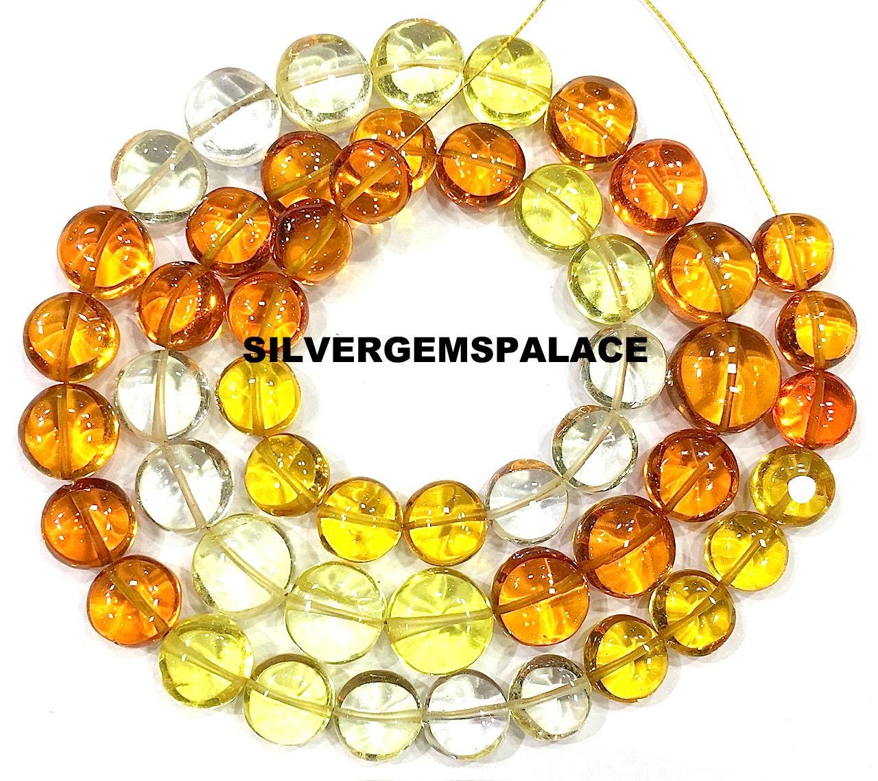 So Beautiful~aaaa+ Multi Yellow Sapphire Coin Beads String Shaded Sapphire Beads 8/10mm Coin Gemstone Beads Yellow Sapphire Smooth Beads 18”