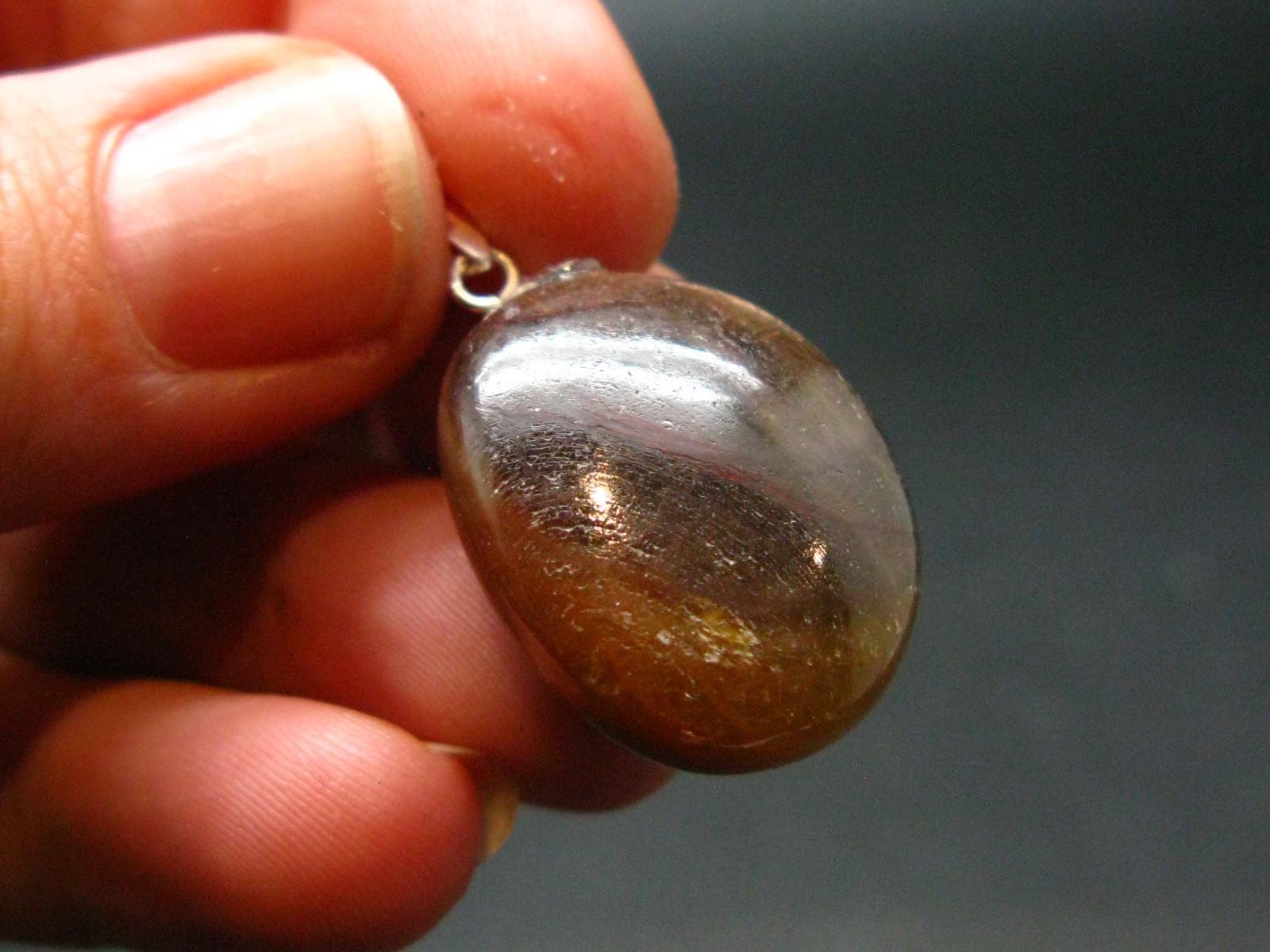 Yellow Sapphire Corundum Polished Crystal Silver Pendant From Sri Lanka - 1.4" - 40.0carats