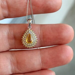 Dainty Yellow Sapphire pendant, 925 Sterling Silver, 14K Gold Plate, 18" Chain Dainty Yellow Sapphire pendant, 925 Sterling Silver, 14K Gold Plate, 18" Chain