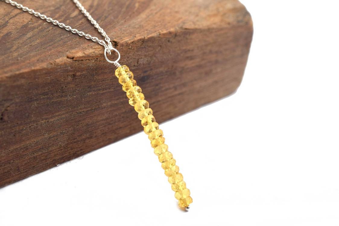 Natural Yellow Sapphire Pendant In 925 Sterling Silver, Handmade Gemstone Necklace, Dainty Precious Stone Gift For Her