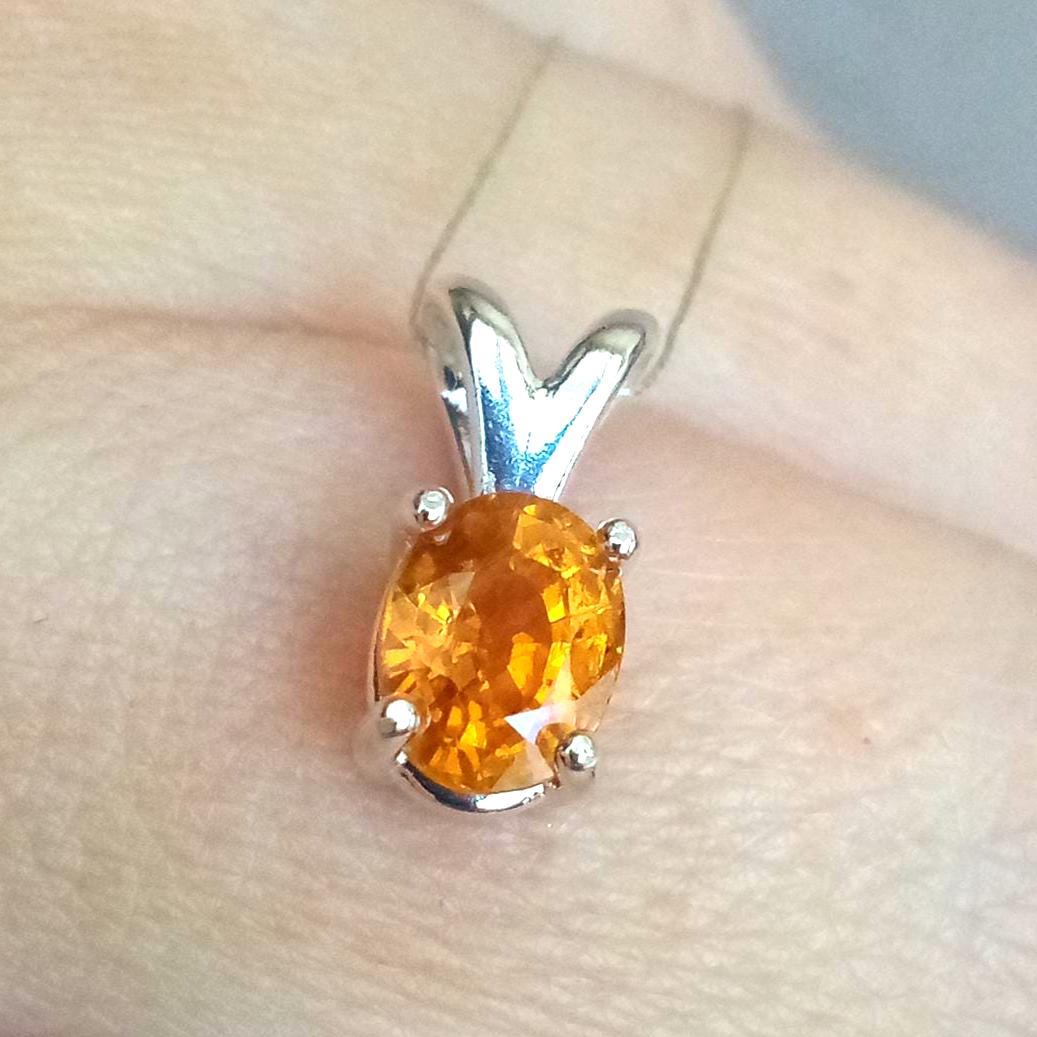 Yellow Sapphire Pendant Natural Kenya Gemstone Sterling Silver