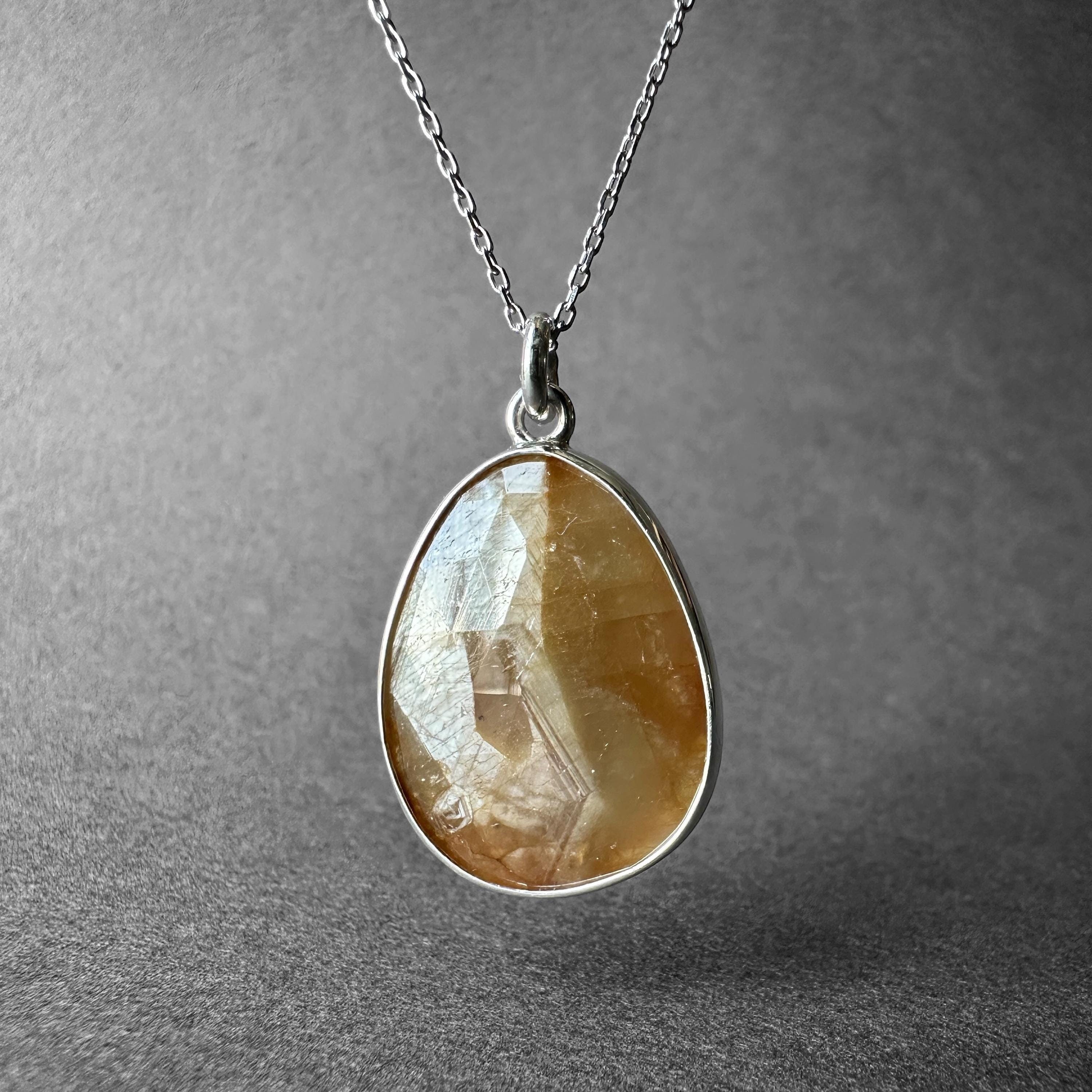 Natural Yellow Sapphire Silver Pendant, Yellow Sapphire Stone Necklace, Yellow Sapphire Jewelry, Special Piece, Yellow Sapphire Men Necklace