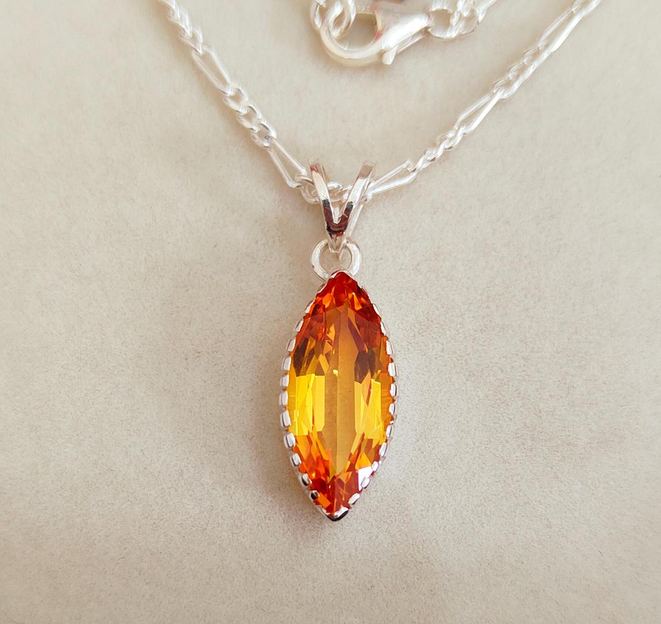 Yellow Sapphire Necklace, Yellow Sapphire Pendant, 925 Sterling Silver Necklace, Marquise Yellow Sapphire Pendant, Lab Grown Yellow Sapphire