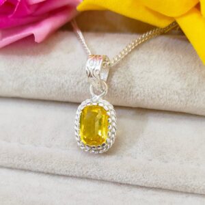 Yellow Sapphire Pendant, Yellow Sapphire Necklace, 925 Sterling Silver Necklace, Cushion Cut Yellow Sapphire Pendant, Lab Grown Sapphire Yellow Sapphire Pendant, Yellow Sapphire Necklace, 925 Sterling Silver Necklace, Cushion Cut Yellow Sapphire Pendant, Lab Grown Sapphire