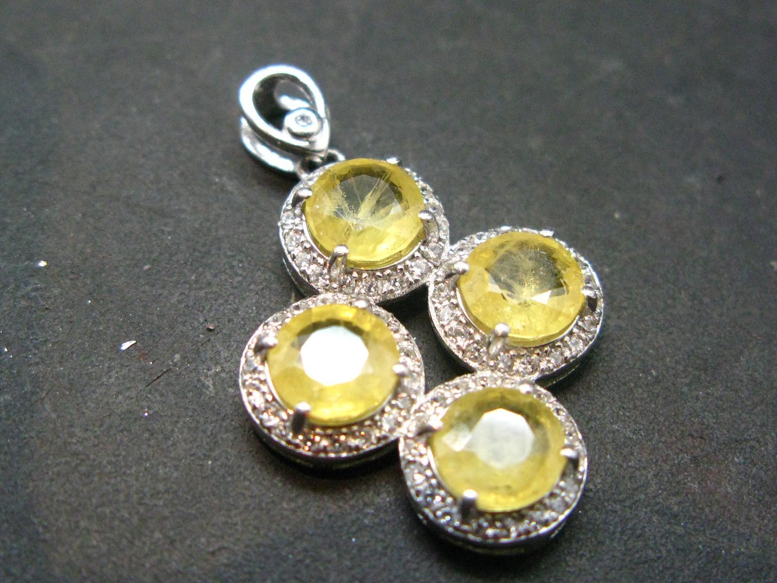 Nice Natural Faceted Yellow Sapphire 925 Sterling Silver Pendant - 1.1" - 3.10 Grams Nice Natural Faceted Yellow Sapphire 925 Sterling Silver Pendant - 1.1" - 3.10 Grams