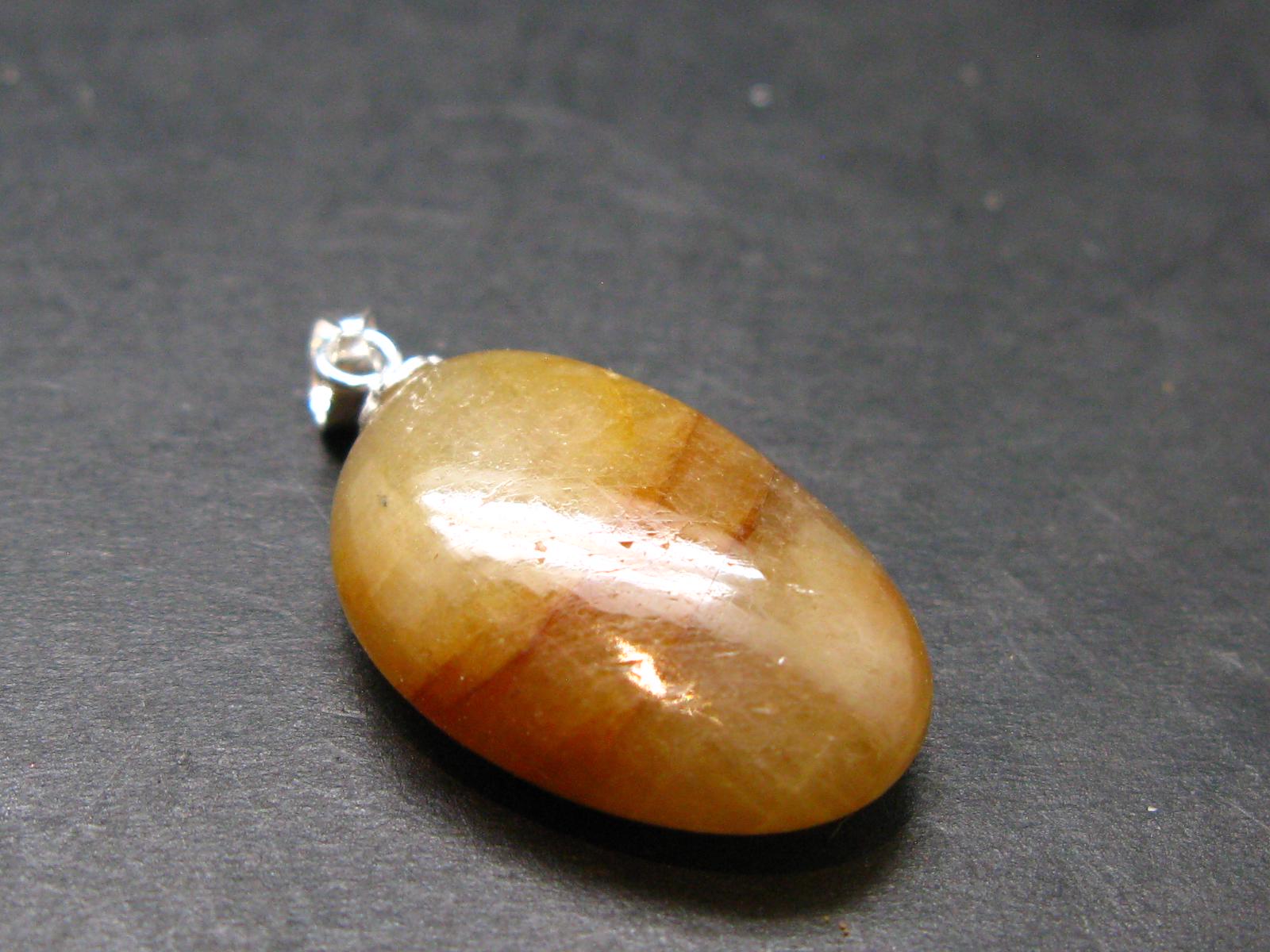 Yellow Sapphire  Silver Pendant From Sri Lanka - 1.1" - 24.75 Carats