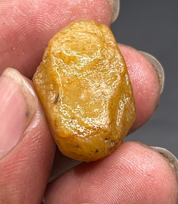 Record Keper Yellow Sapphire Rough Crystal Natural Untreated Sapphire Specimen Birthstone Gemstone.