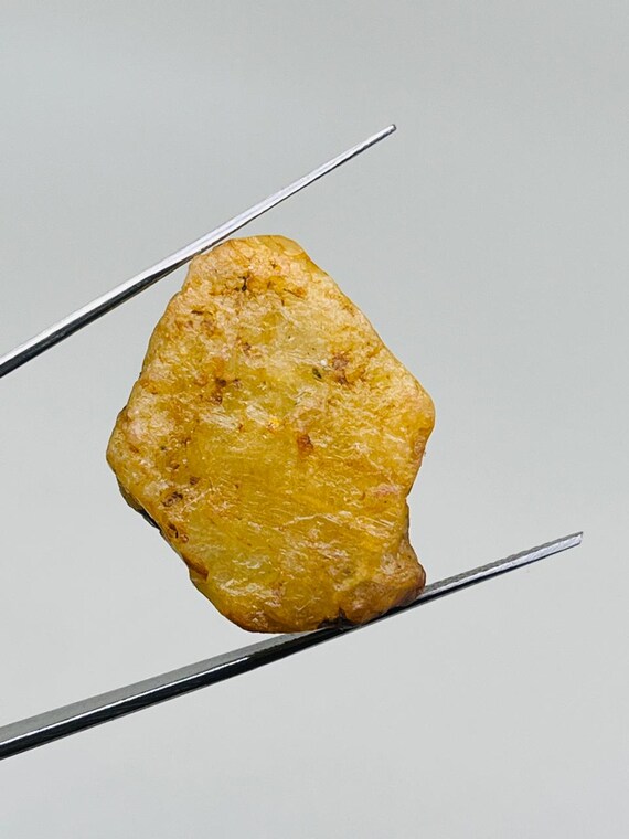 Record Keper Yellow Sapphire Rough Crystal Natural Untreated Sapphire Specimen Birthstone Gemstone. 50crt