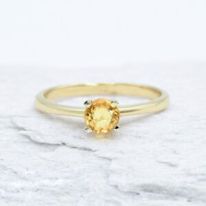 14k Gold Yellow Sapphire Ring, Certified Sapphire Ring, Solid Gold Engagement Ring, Classic Solitaire Ring, Gold Promise Ring, Adina Stone
