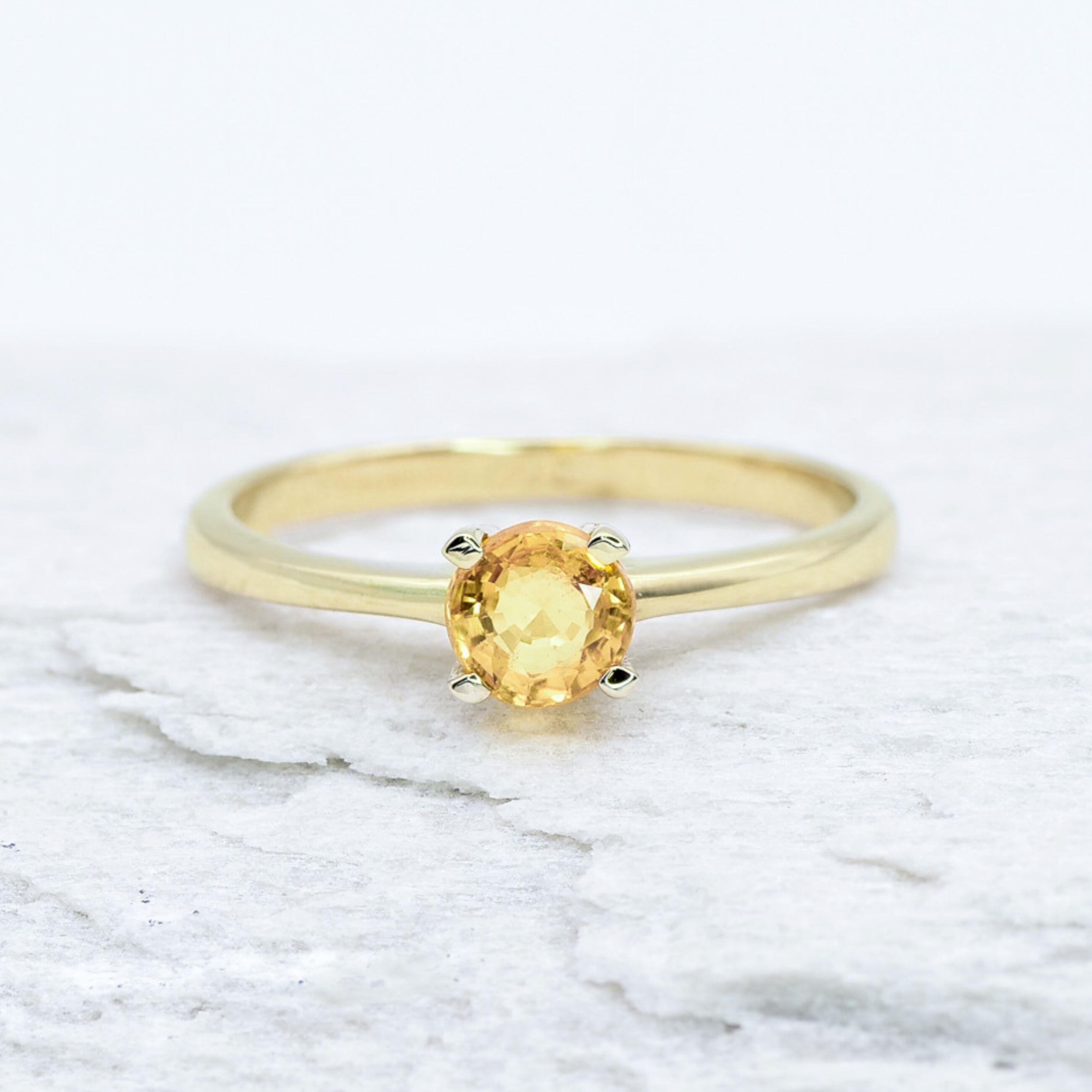 14k Gold Yellow Sapphire Ring, Certified Sapphire Ring, Solid Gold Engagement Ring, Classic Solitaire Ring, Gold Promise Ring, Adina Stone