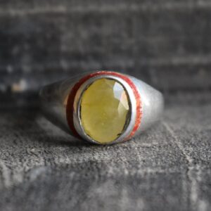 Aaa Yellow Sapphire Ring, 925 Sterling Silver Wide Band Ring