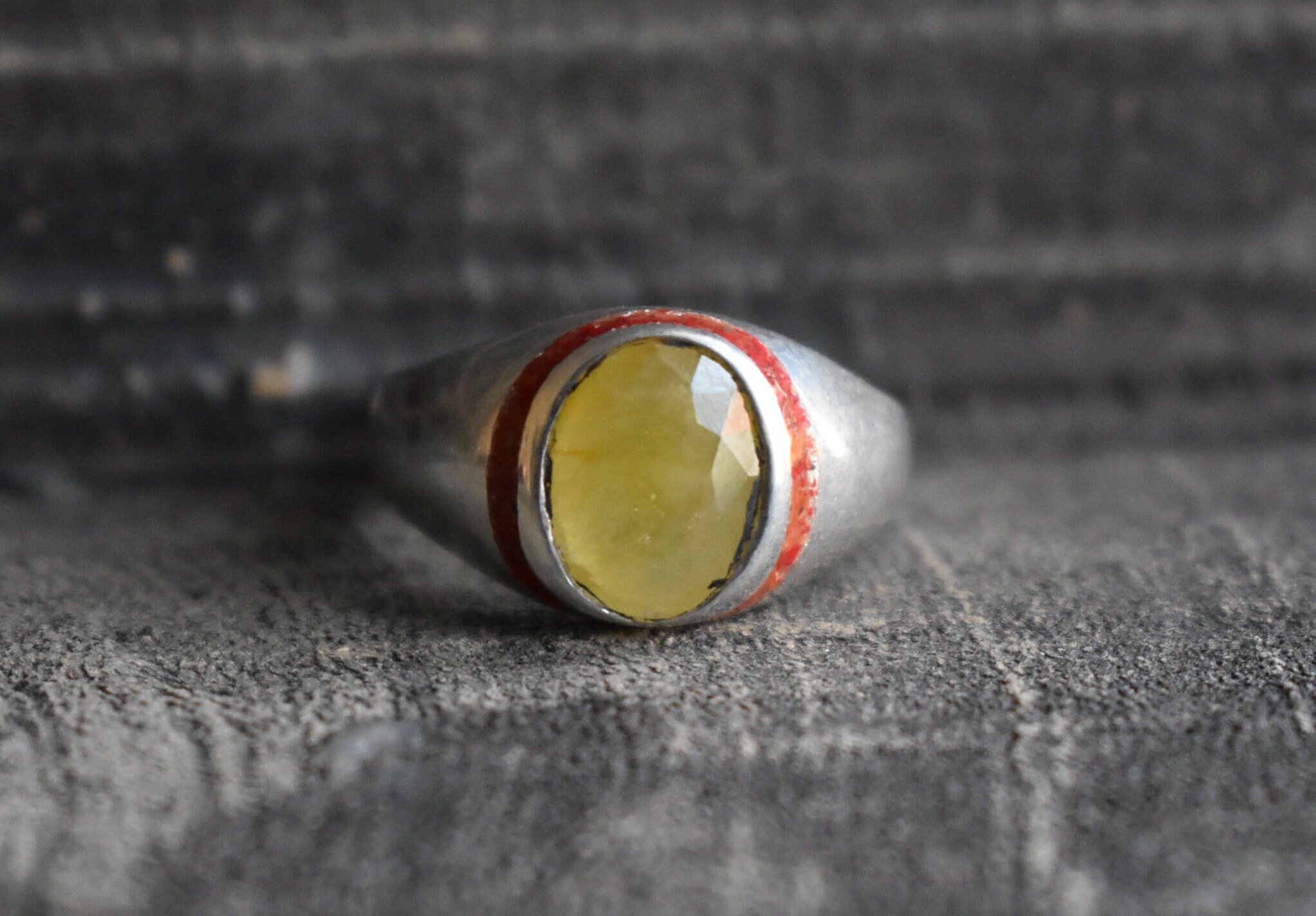 Aaa Yellow Sapphire Ring, 925 Sterling Silver Wide Band Ring