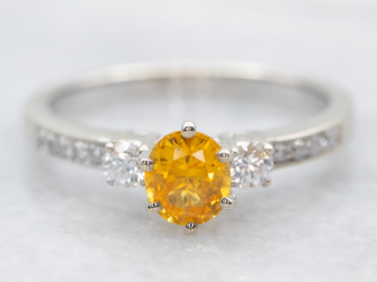 Yellow Sapphire Diamond 14k White Gold Engagement Ring Yellow Sapphire Diamond 14k White Gold Engagement Ring