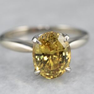 Yellow Sapphire Engagement Ring, 14K White Gold Solitaire, September Birthstone Yellow Sapphire Engagement Ring, 14K White Gold Solitaire, September Birthstone