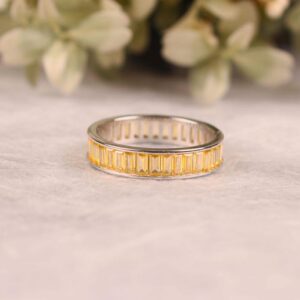 Yellow Sapphire Eternity Wedding Band, bridal Jewelry, Birthstone Rings Unique sapphire ring, Birthday Gifts