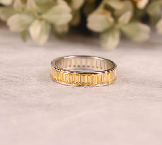 Yellow Sapphire Eternity Wedding Band, Bridal Jewelry, Birthstone Rings Unique Sapphire Ring, Birthday Gifts Yellow Sapphire Eternity Wedding Band, Bridal Jewelry, Birthstone Rings Unique Sapphire Ring, Birthday Gifts