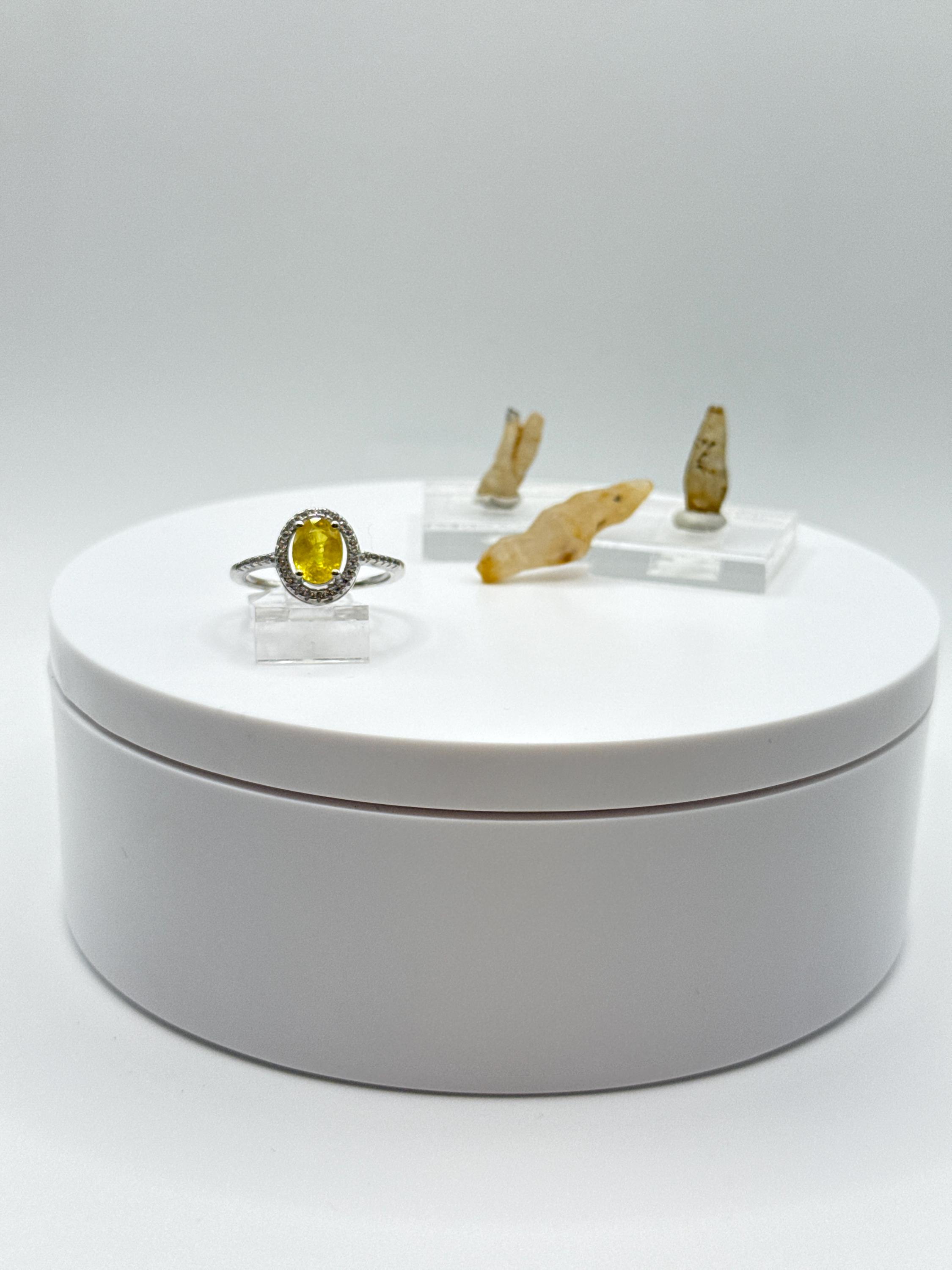 Yellow Sapphire Halo Ring | Sterling Silver, September Birthstone (size 8) Yellow Sapphire Halo Ring | Sterling Silver, September Birthstone (size 8)