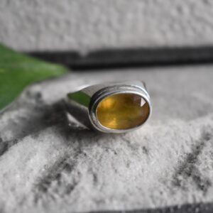 Handmade Yellow Sapphire Ring, Oval Faceted 925 Silver Ring