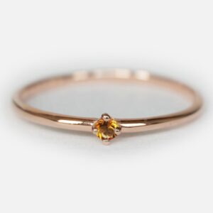 Minimalist Yellow Sapphire Ring, 14K Rose Gold Solitaire, Dainty September Birthstone Jewelry, Stackable Gemstone Ring, Gift Idea for Her Minimalist Yellow Sapphire Ring, 14K Rose Gold Solitaire, Dainty September Birthstone Jewelry, Stackable Gemstone Ring, Gift Idea for Her
