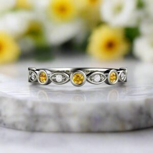 Natural Yellow Sapphire Ring, Yellow Sapphire Band With Diamonds, Yellow Sapphire Wedding Ring Or Anniversary Band Gold Or Platinum Natural Yellow Sapphire Ring, Yellow Sapphire Band With Diamonds, Yellow Sapphire Wedding Ring Or Anniversary Band Gold Or Platinum