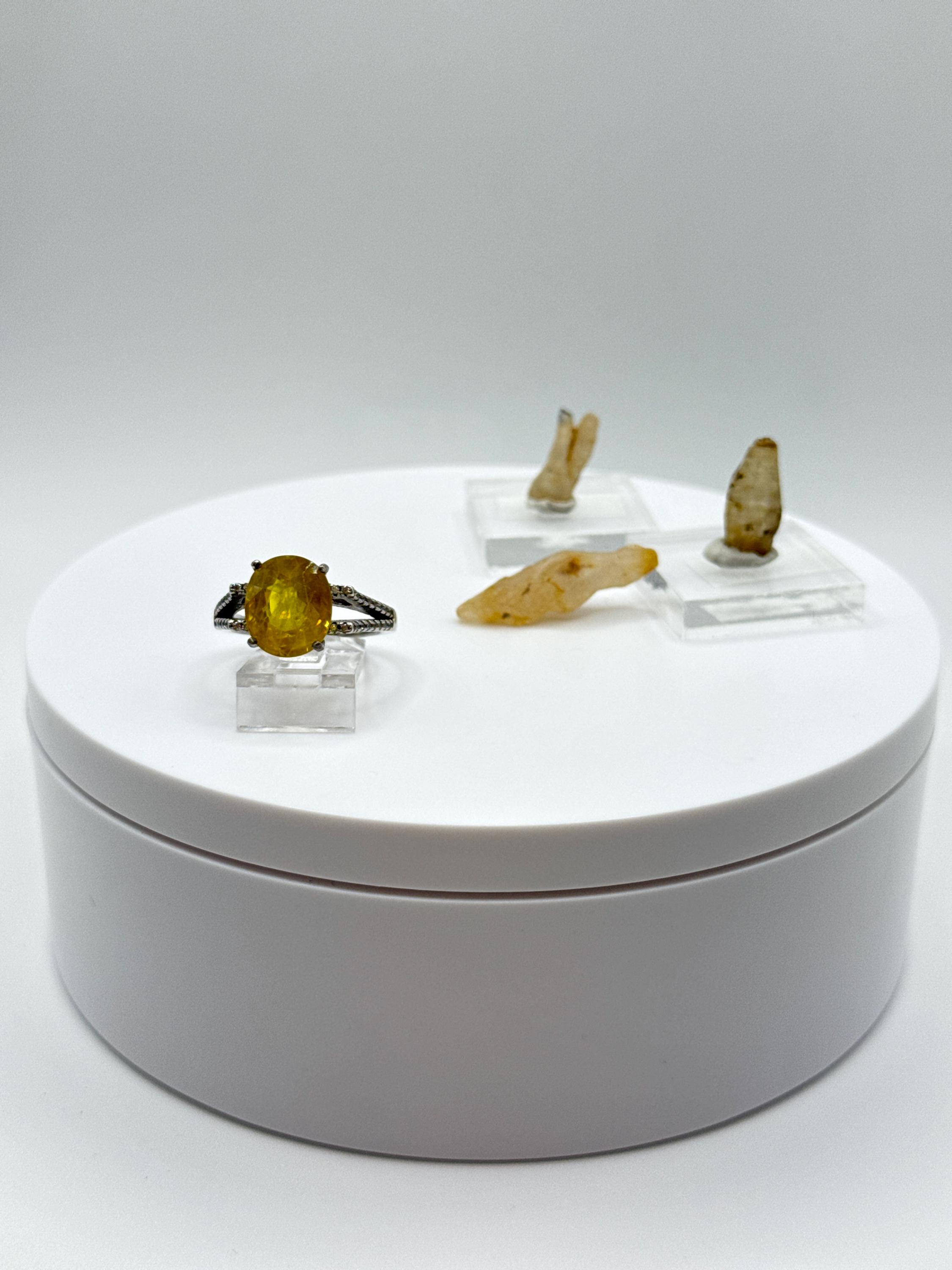 Oval Yellow Sapphire Ring | Sterling Silver Statement Ring, Size 7.5 Oval Yellow Sapphire Ring | Sterling Silver Statement Ring, Size 7.5