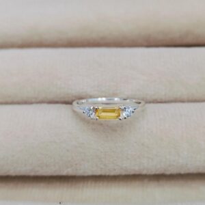 Yellow Sapphire Ring Real Moissanite Ring Octagon Cut Yellow Sapphire Ring 925 Sterling Silver Ring Yellow Sapphire Moissanite Band