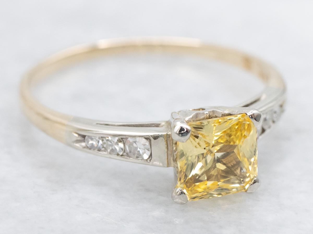 Retro 14k Gold Yellow Sapphire And Diamond Ring Retro 14k Gold Yellow Sapphire And Diamond Ring