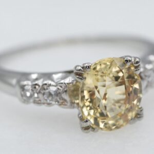 Retro 18K White Gold Yellow Sapphire Diamond Ring