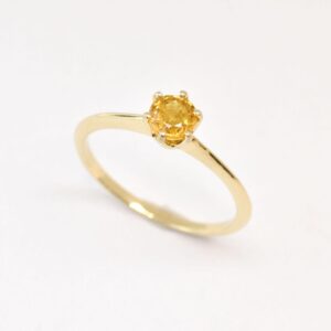 Solid Gold Sapphire Ring, Real Yellow Sapphire Ring, 6 Prong Solitaire Ring, Yellow Gold Engagement Ring, Gold Promise Ring, Adina Stone