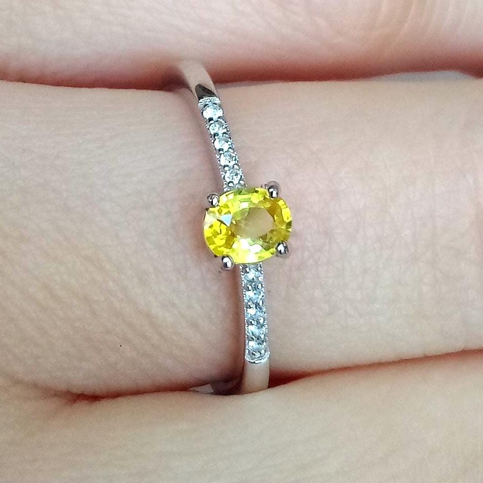 Songea Natural Yellow Sapphire Ring Sterling Silver Size 7