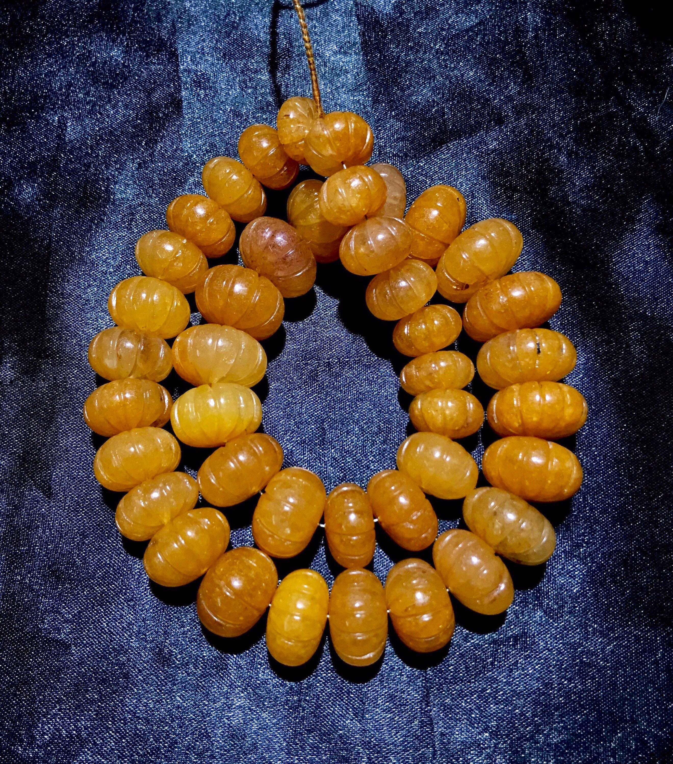 Aaa+ Rare~wonder Yellow Sapphire Gemstone Beads Yellow Sapphire Carved Melons Yellow Sapphire Pumpkin Beads Yellow Sapphire Carved Rondelles