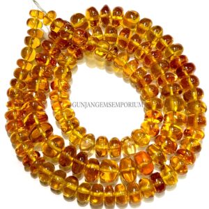 Aaaa++ Rarest Yellow Padaradscha Sapphire Beads~~sparkling 18” Yellow Sapphire Smooth Rondelle Beads 6-8mm Smooth Sapphire Gemstone Beads