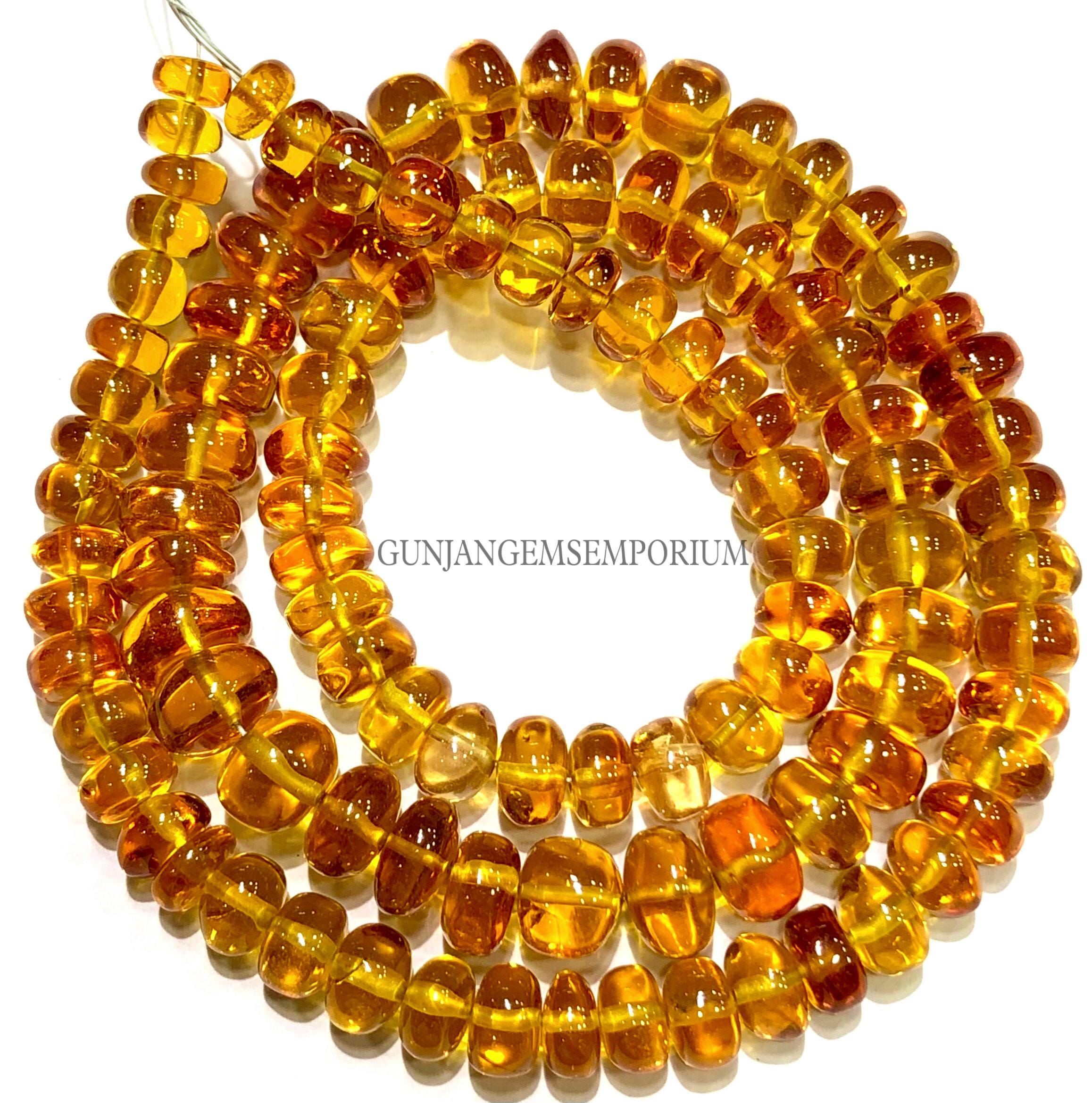 Aaaa++ Rarest Yellow Padaradscha Sapphire Beads~~sparkling 18” Yellow Sapphire Smooth Rondelle Beads 6-8mm Smooth Sapphire Gemstone Beads