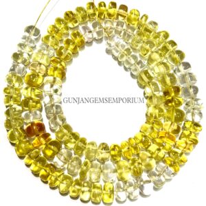 Aaaa Shaded Yellow Sapphire Gemstone Beads 6/7mm Sapphire Beads Smooth Rondelle Beads 18" Strand Transparent Sapphire Stone Beads Rare Mines