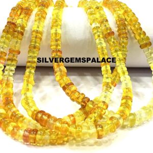 Beautiful Yellow Sapphire Beads AAA+ Disco Yellow Sapphire Smooth Rondelle Beads 4/6mm Yellow Sapphire Strand Multi Sapphire Beads 18”