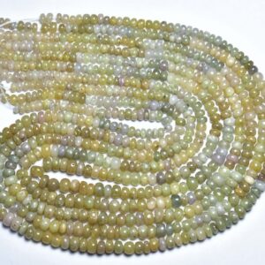 Dusty Yellow Sapphire Rondelle Beads Strand - 14 Inches,beautiful Natural Yellow Sapphire Smooth Rondelles,size Is 3.5- 4.5mm #2022