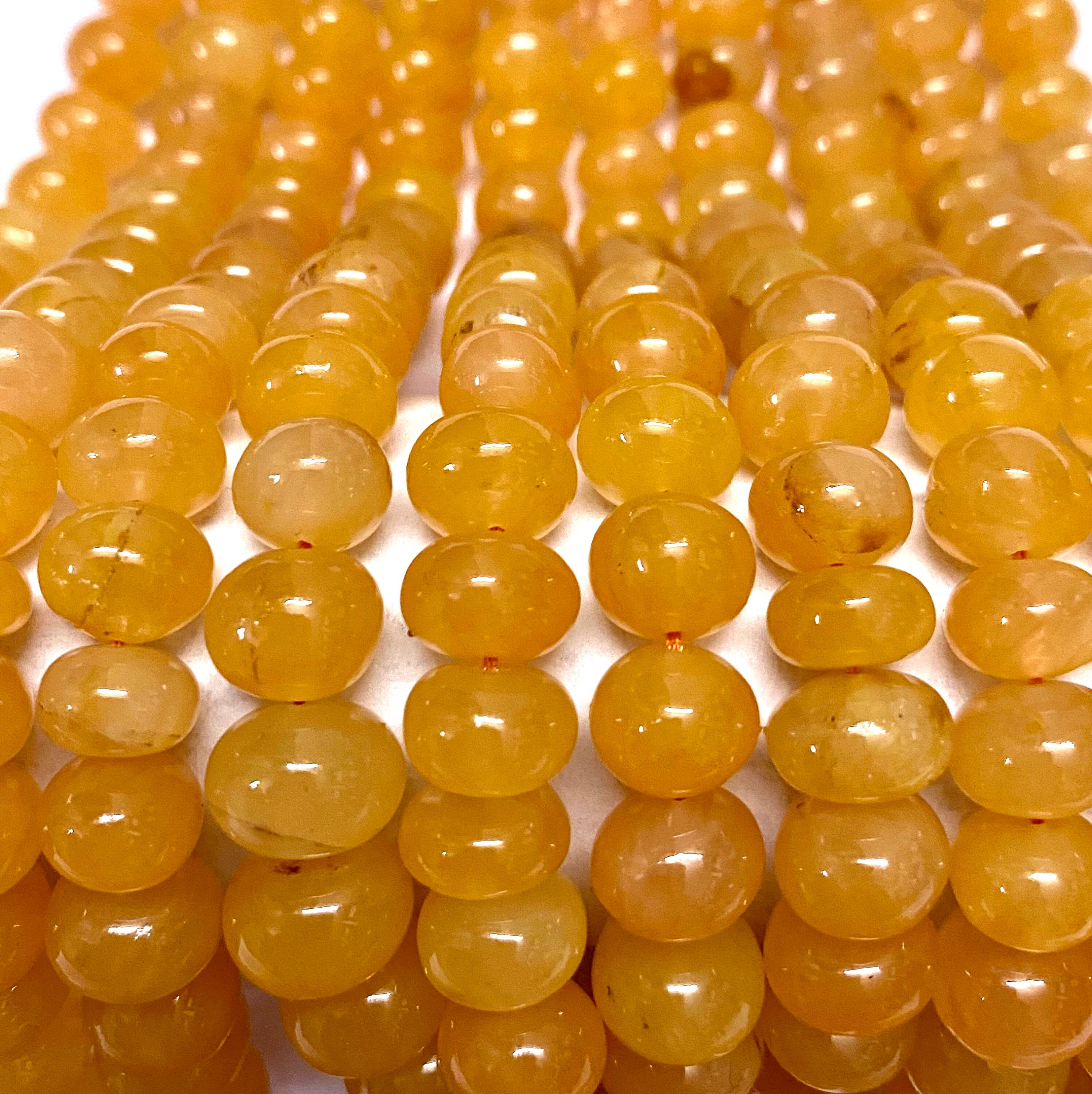 Rarest Wonder Yellow Sapphire Smooth Rondelle Beads 8-10m Natural Yellow Sapphire Gemstone Beads 18” Yellow Sapphire Smooth Beads~wholesaler