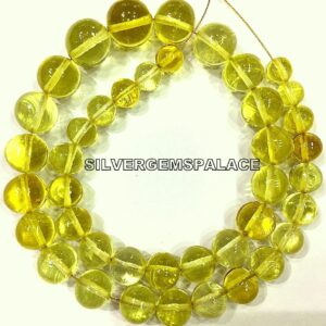 AAAA+ Rare Yellow Sapphire Smooth Round Ball Beads Sapphire Round Beads Yellow Sapphire Gemstone Beads 7-9.MM Round Beads Wholesale Shop.