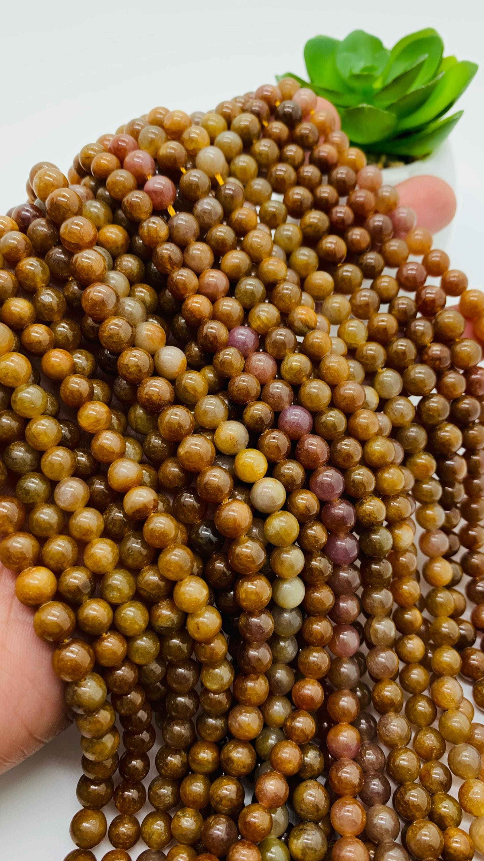 Yellow Sapphire Round Beads - 6 Mm Size -  Aaa Quality • Length 40 Cm -  Natural Yellow Sapphire Beads • Sapphire Round Beads